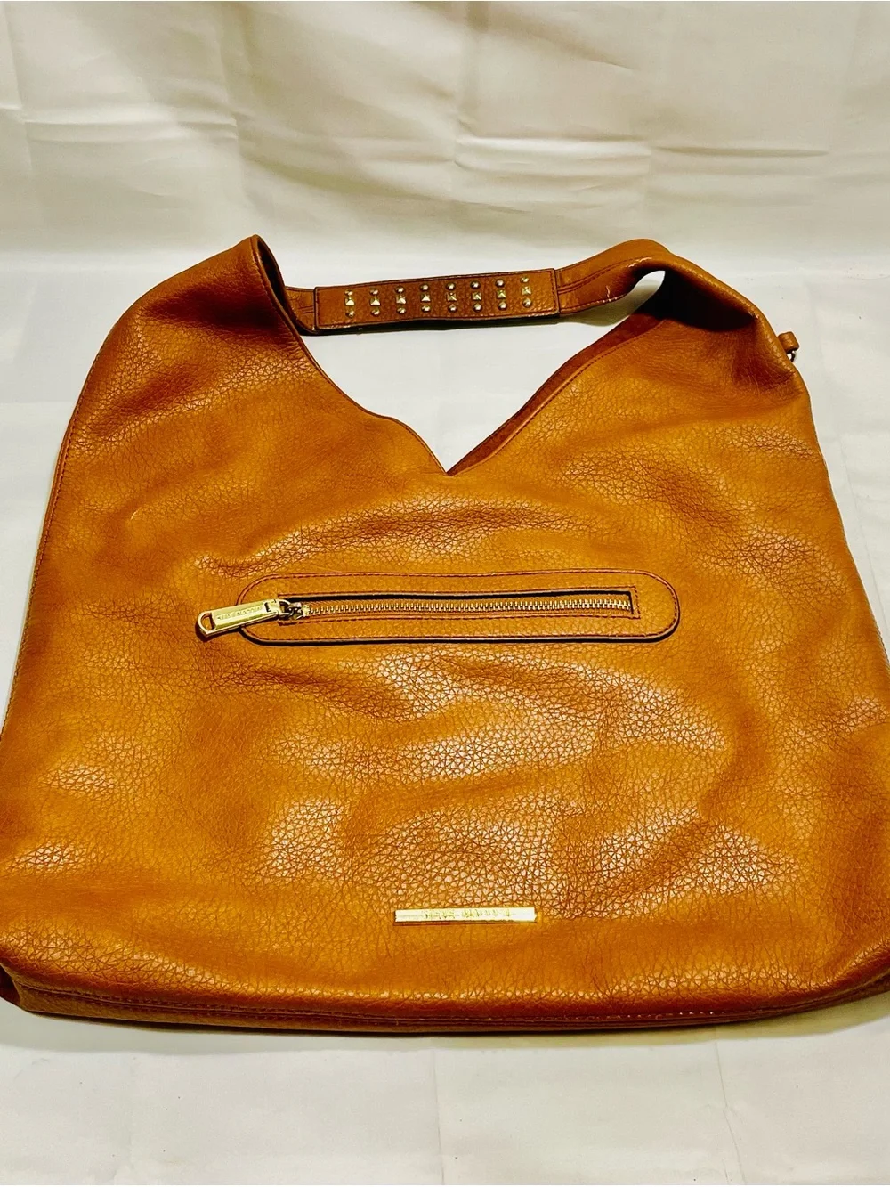Steve Madden Cognac Pebbled Leather Hobo Shoulder Bag